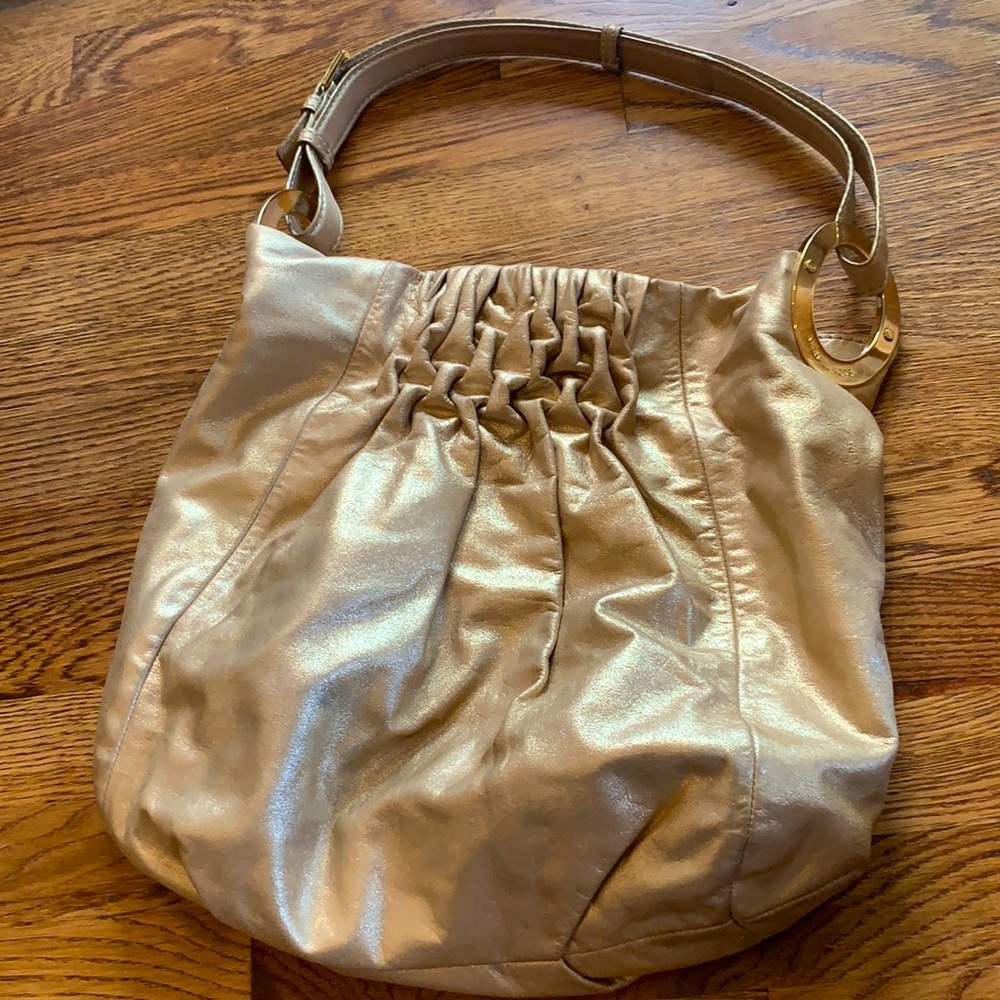 Gold Leather Michael Kors Shoulder Bag